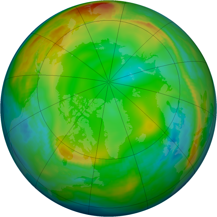 Arctic ozone map for 29 December 1980